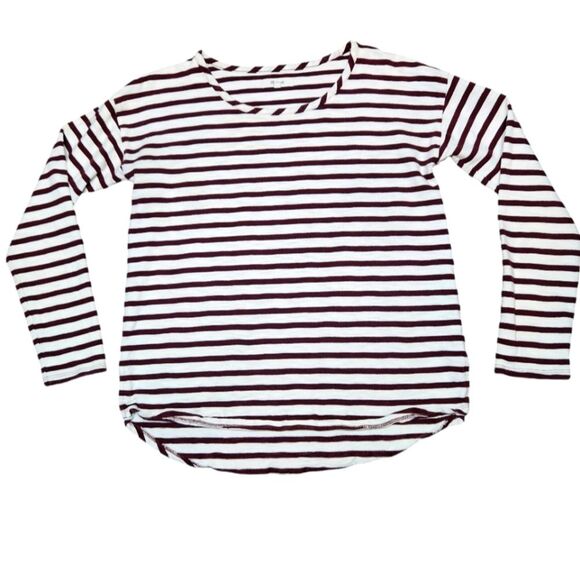 Madewell Top Setlist Stripe Pullover Merlot Purple Brown lvory Long Sleeve S - Picture 3 of 10